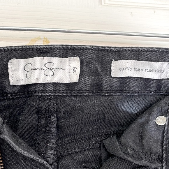 Jessica Simpson Dark Gray Curvy High Rise Skinny Knee Distressed Jeans 29 - Picture 5 of 6